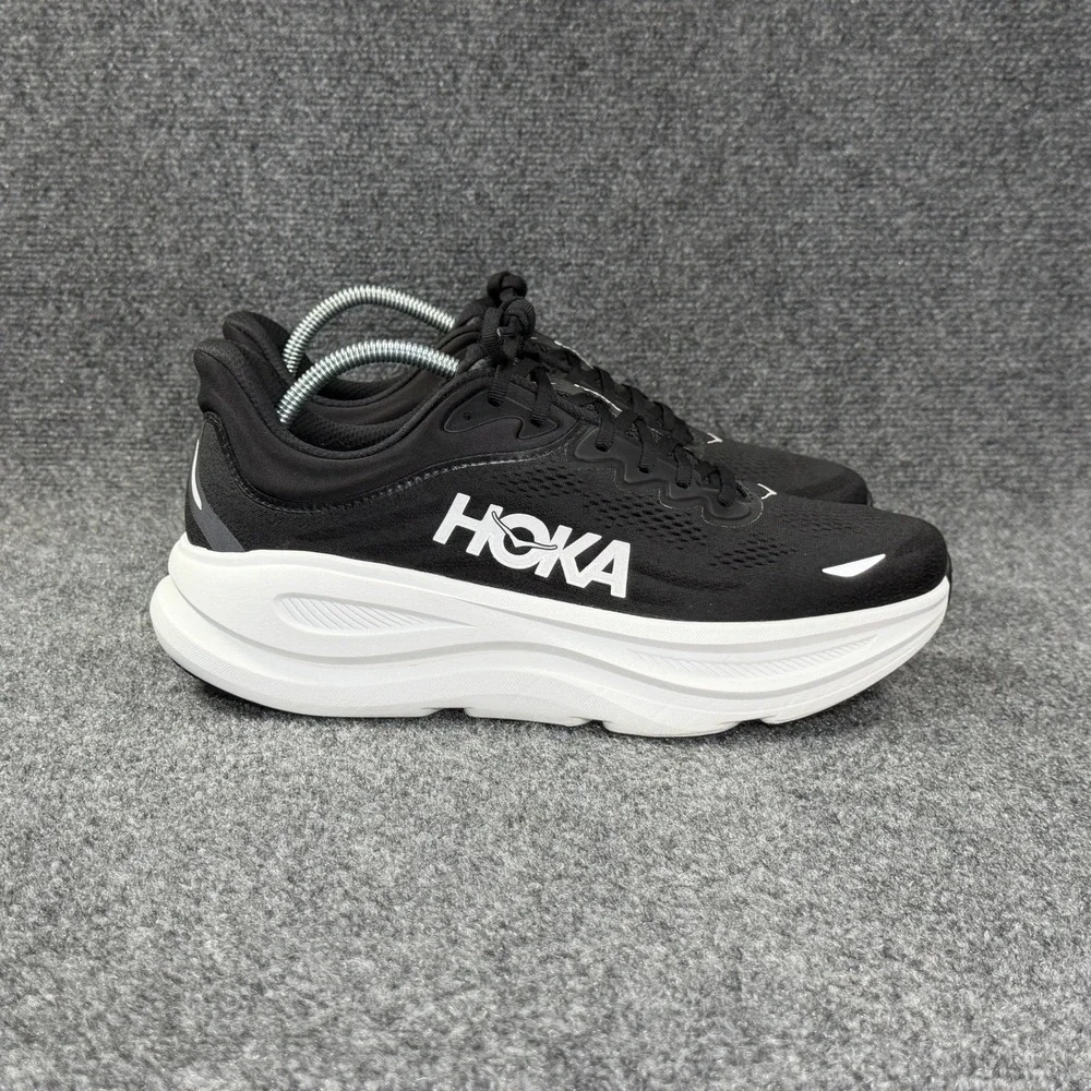 Hoka Bondi 9 Running Shoes Men's 11.5 Black White Athletic Road Training Sneaker